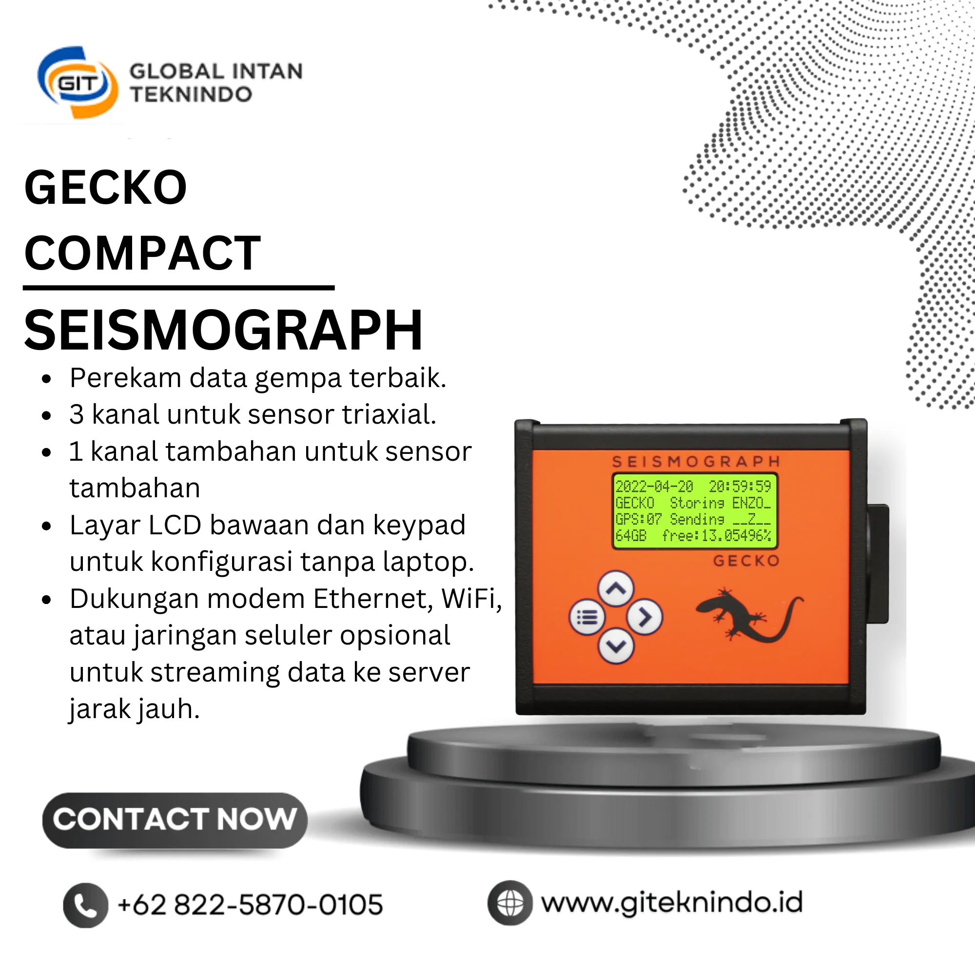 Gecko Seismograf Alat Pengukur Getaran