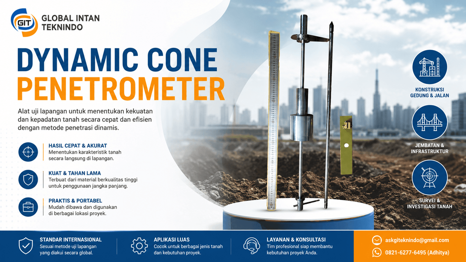 Komponen Instrumen Dynamic Cone Penetrometer