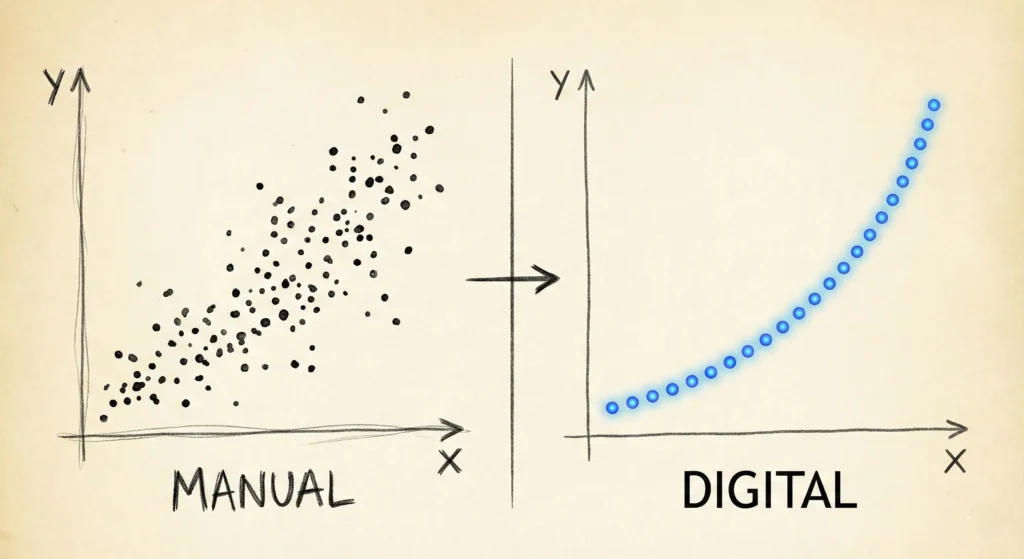 Grafik data inclinometer digital dan manual