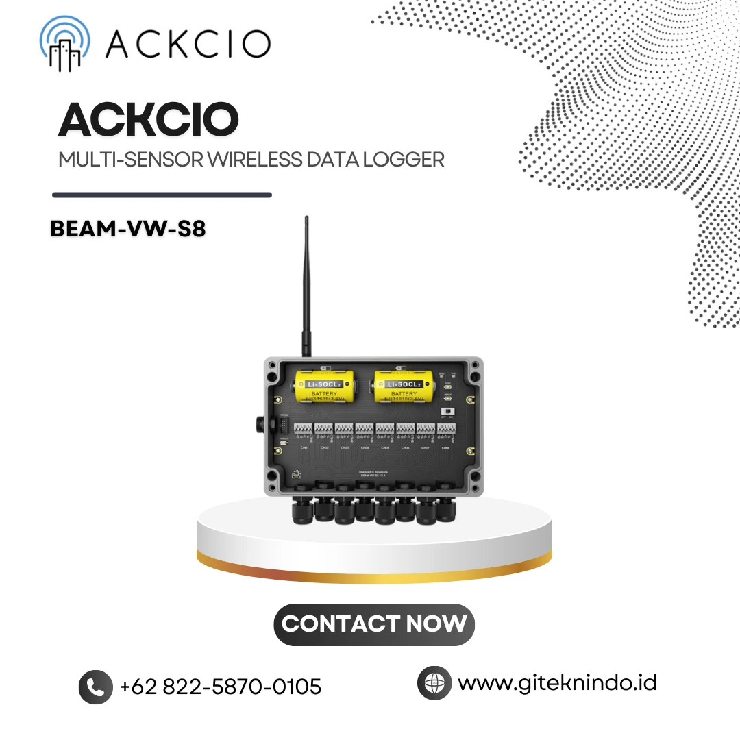Ackcio Vibrating Wire Node BEAM-VW-S8 - Multi-Sensor Wireless Data Logger