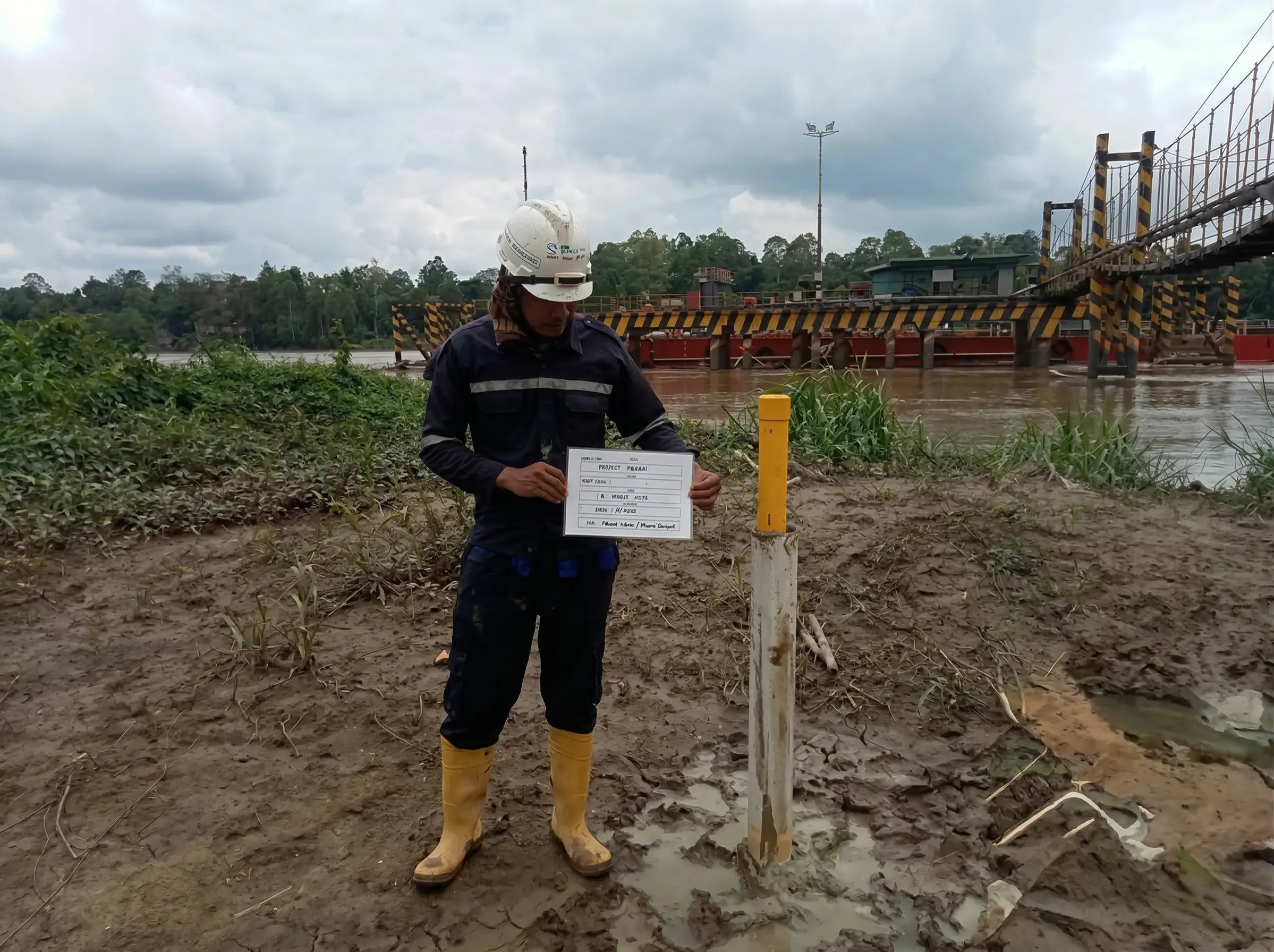 Dokumentasi hasil akhir instalasi casing inclinometer di dermaga Pelabuhan Bunyut