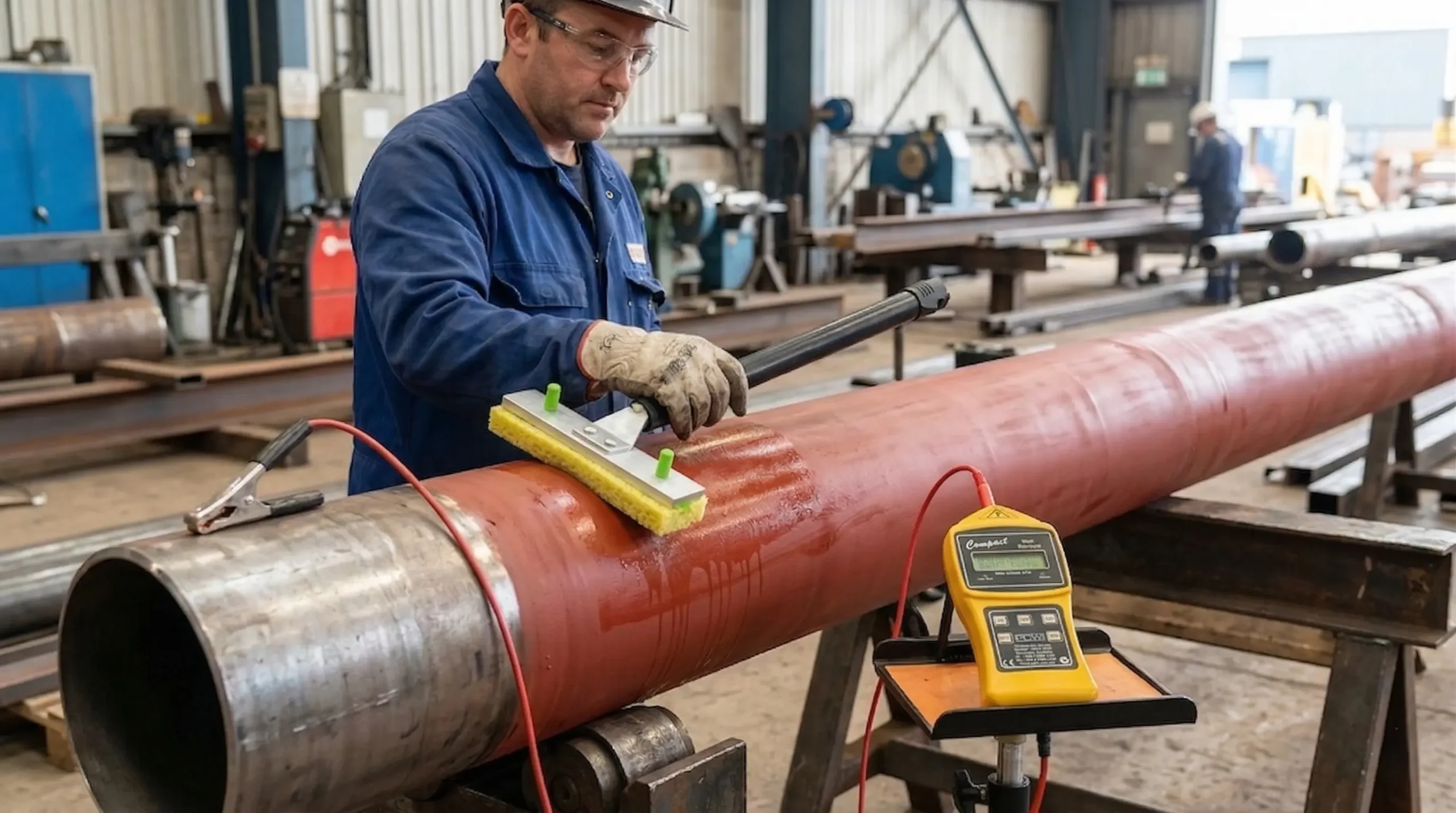 Pengujian coating tipis dengan Holiday Detector PCWI Wet Sponge