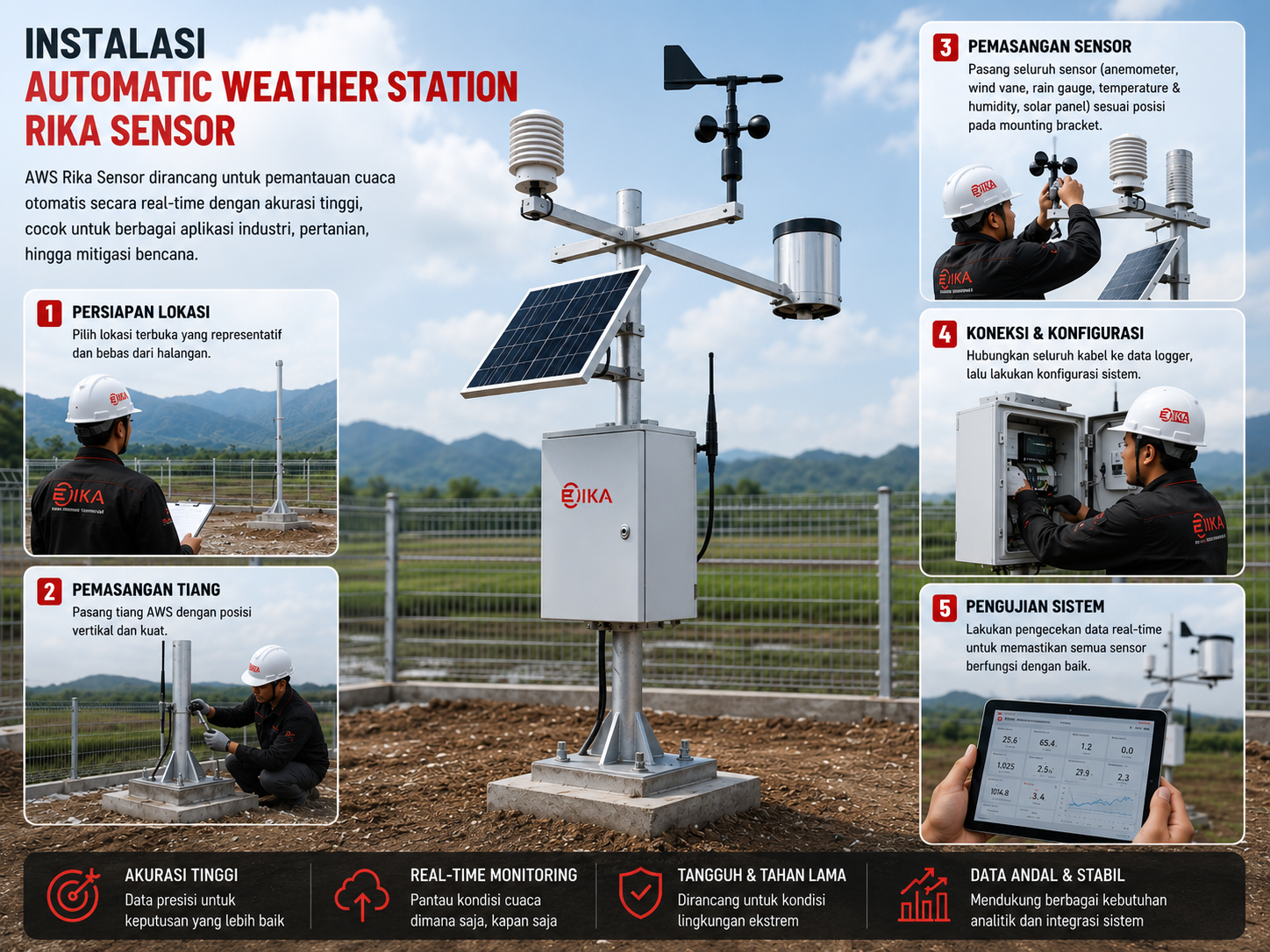 Instalasi Automatic Weather Station Rika Sensor