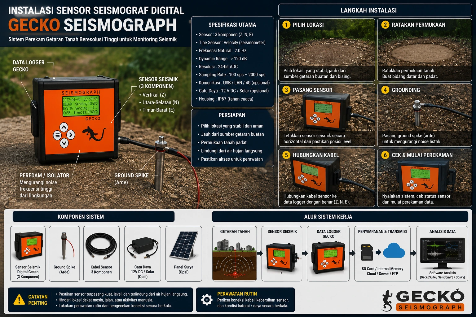 Instalasi Sensor Seismograf Digital
