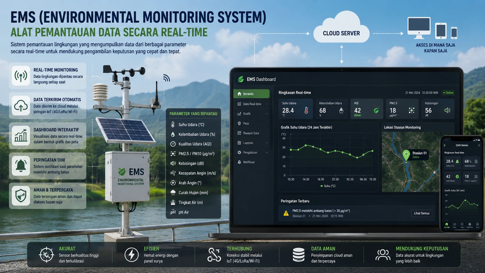 Ilustrasi sistem monitoring dan analisa data