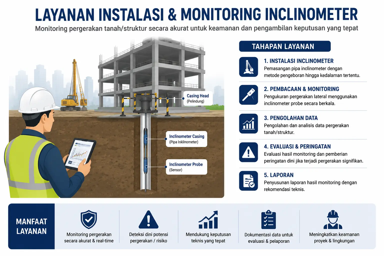 Jasa Instalasi Inclinometer Geoteknik