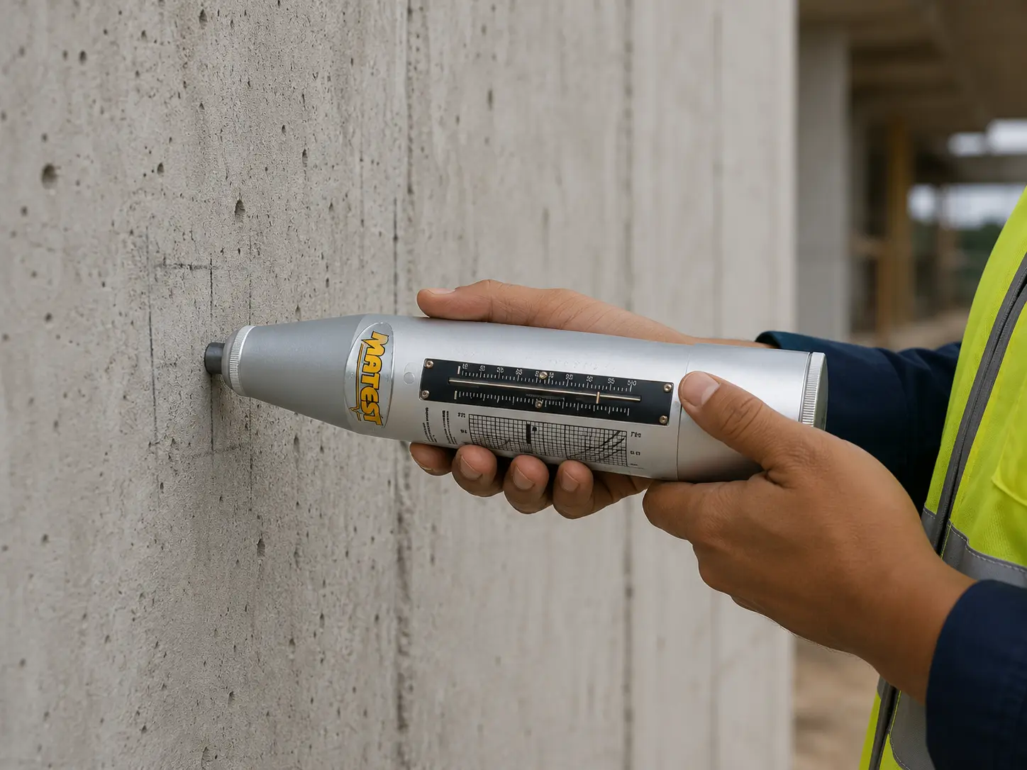 Alat Test Hammer Beton Sedang Digunakan