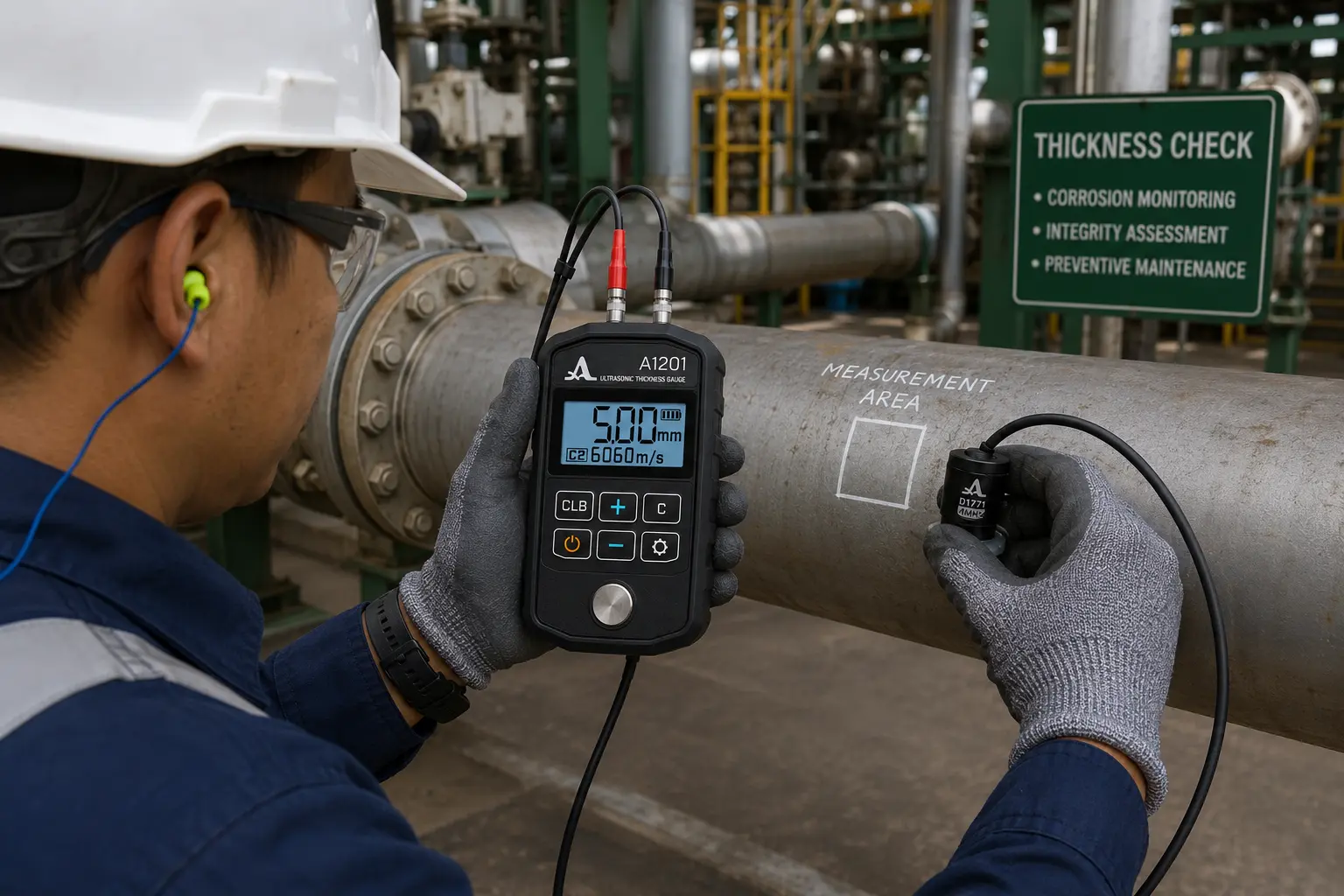 Aplikasi Ultrasonic Thickness Gauge di lapangan