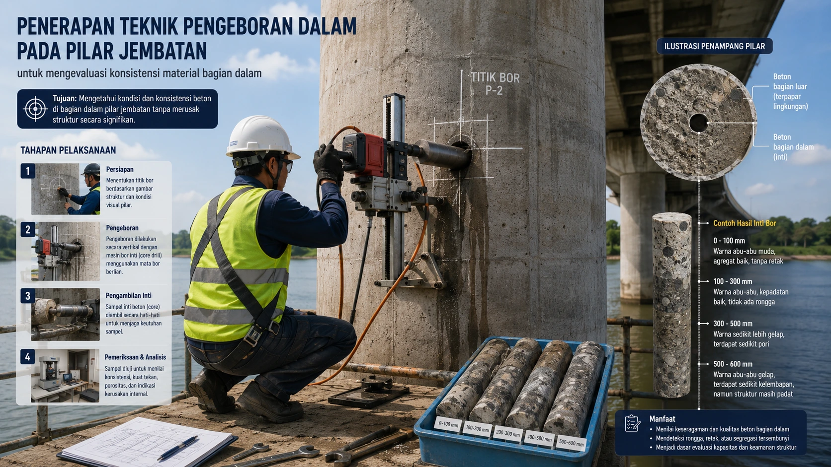 Pengujian Deep Coring pada struktur tebal