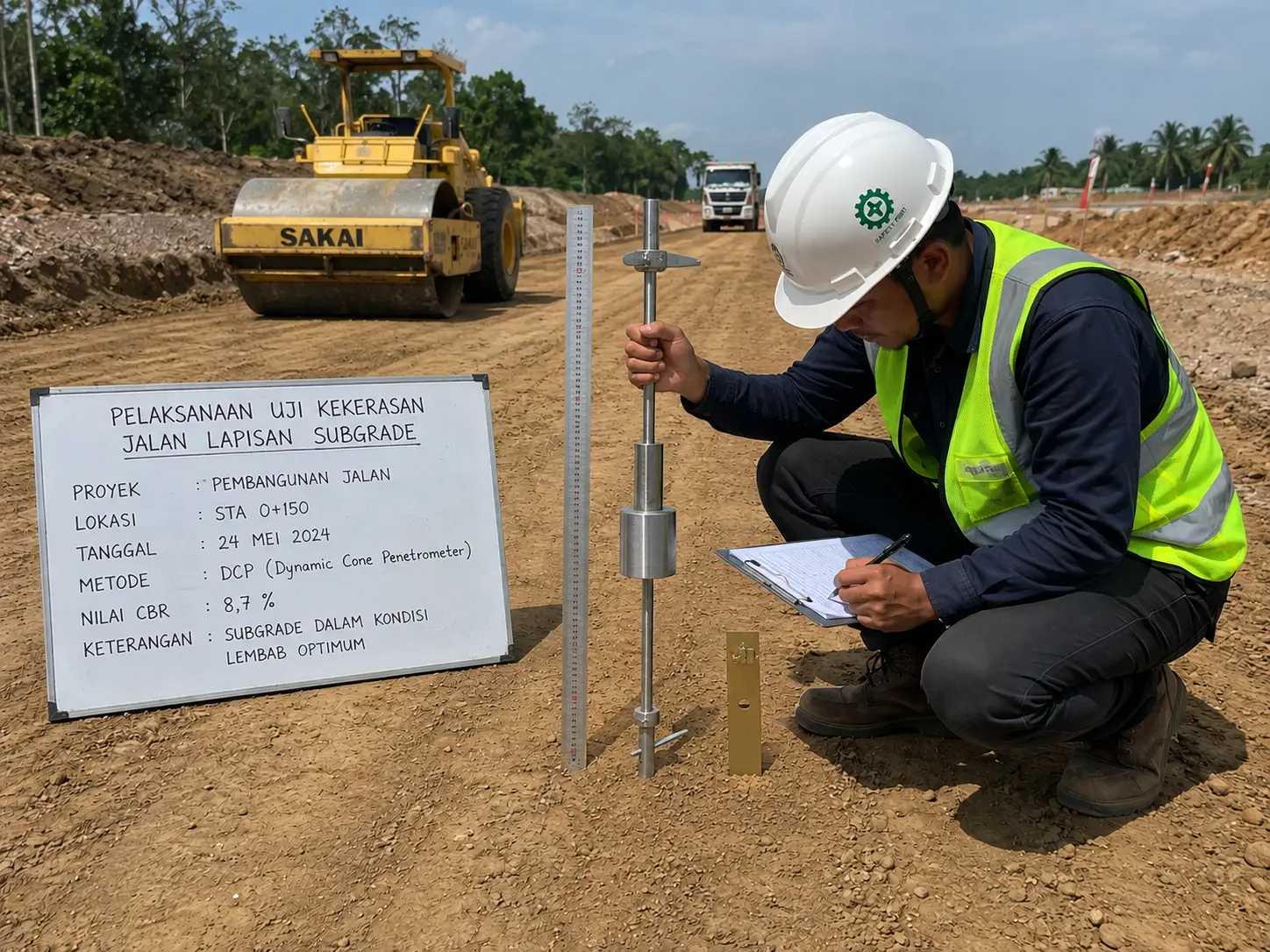 Pelaksanaan Uji Kekerasan Jalan Lapisan Subgrade di Lapangan Proyek Konstruksi