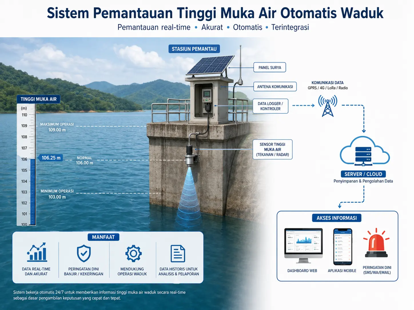 Sistem Pemantauan Tinggi Muka Air Otomatis Waduk