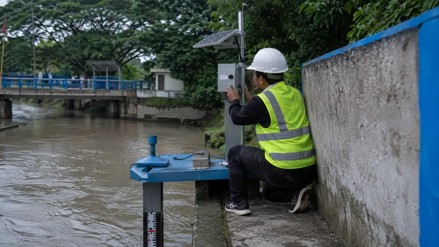 Sensor otomatis pengukur ketinggian air permukaan sungai