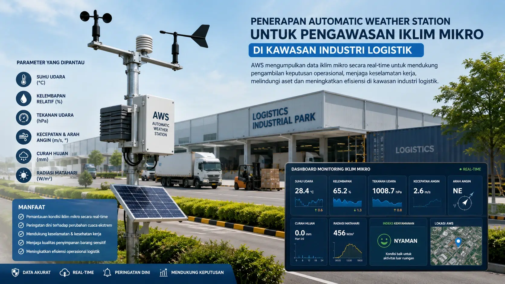 Penerapan automatic weather station untuk pengawasan iklim mikro di kawasan industri logistik