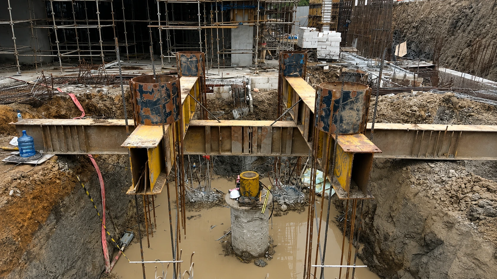 Pemasangan instrumentasi load test pada tiang pancang beton