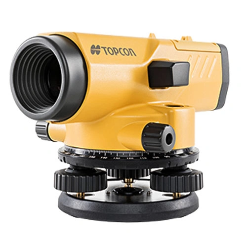 Produk automatic level waterpass Topcon AT-B3A warna kuning terpasang kokoh untuk keperluan survei lapangan konstruksi