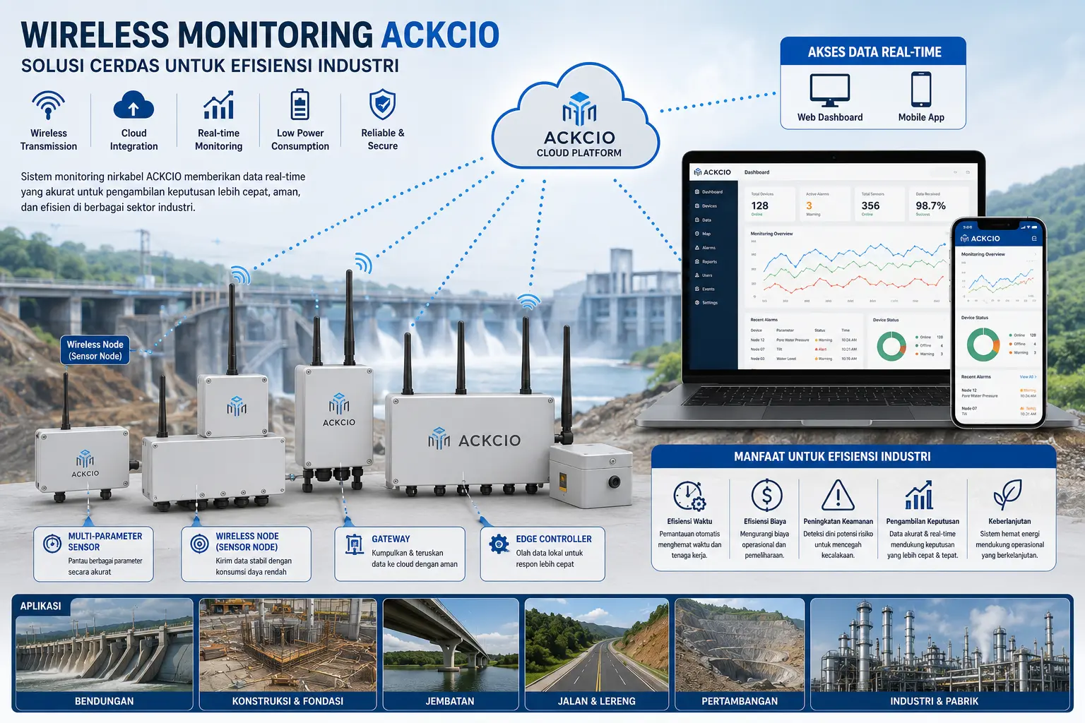 Ilustrasi Wireless Monitoring untuk Efisiensi Industri