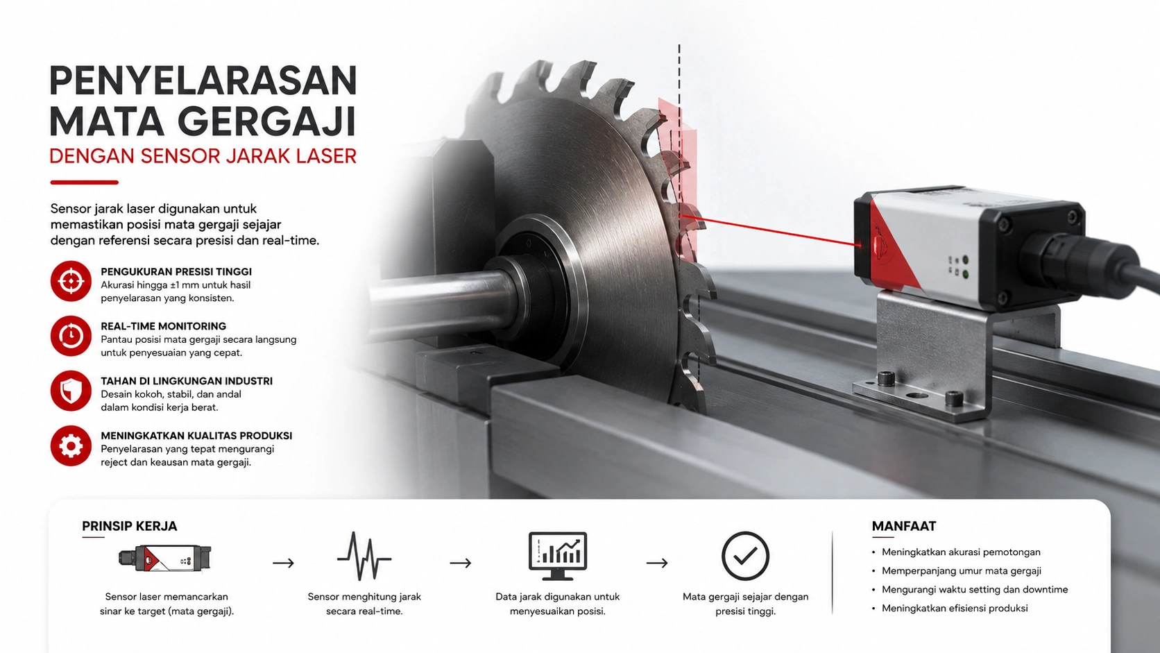 Penyelarasan Mata Gergaji dengan Sensor Jarak Laser Dimetix