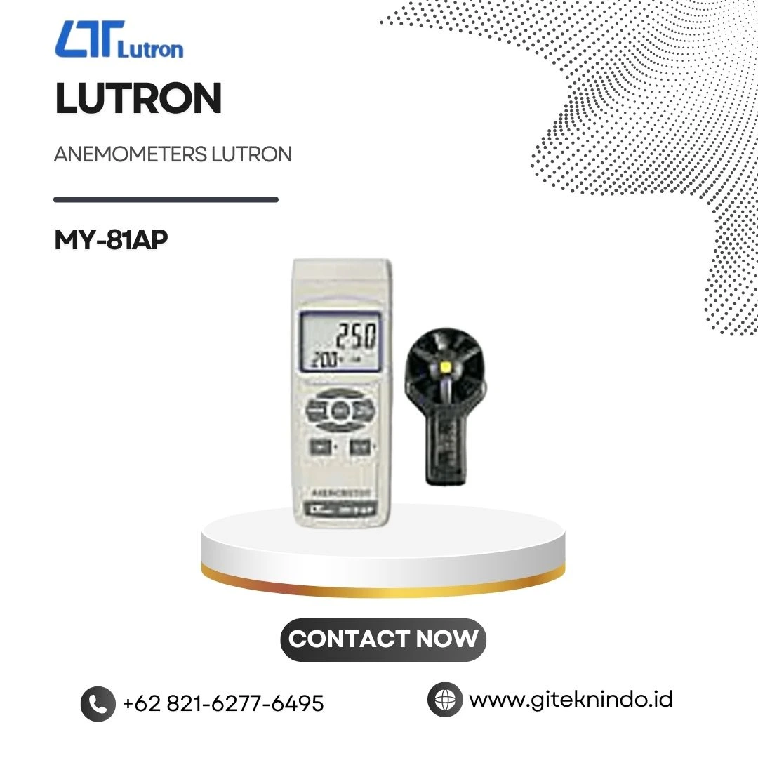 Anemometer Digital LUTRON MY-81AP untuk pengukuran kecepatan udara dan temperatur