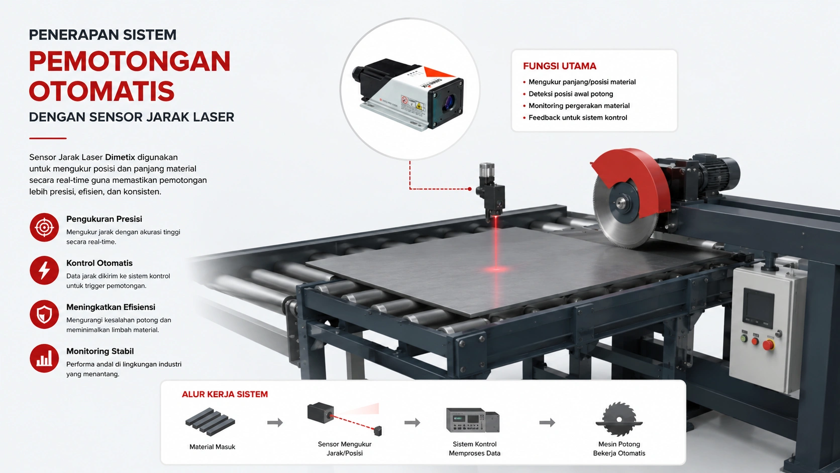 Penerapan sistem pemotongan otomatis berbasis sensor laser di industri