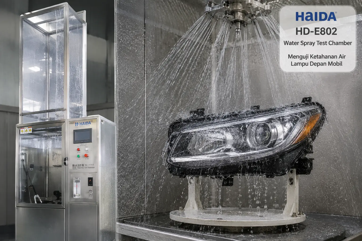 Haida IPX56 HD-E710-3 menguji lampu depan mobil