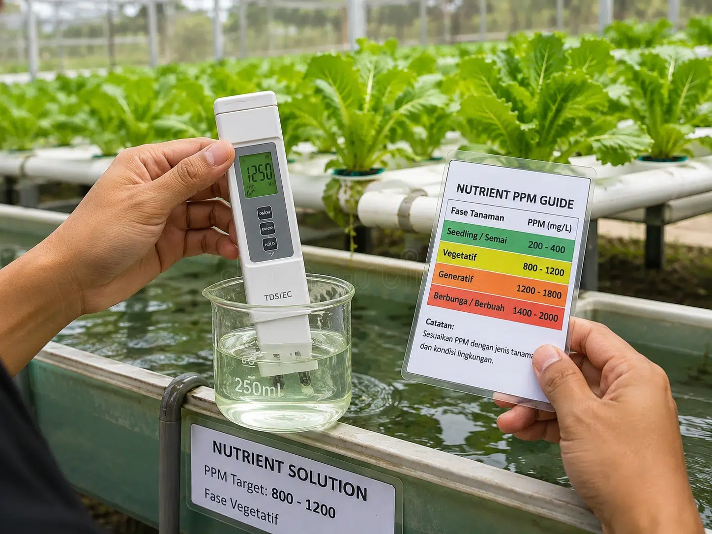 Penerapan alat ukur TDS meter dan EC meter pada nutrisi hidroponik