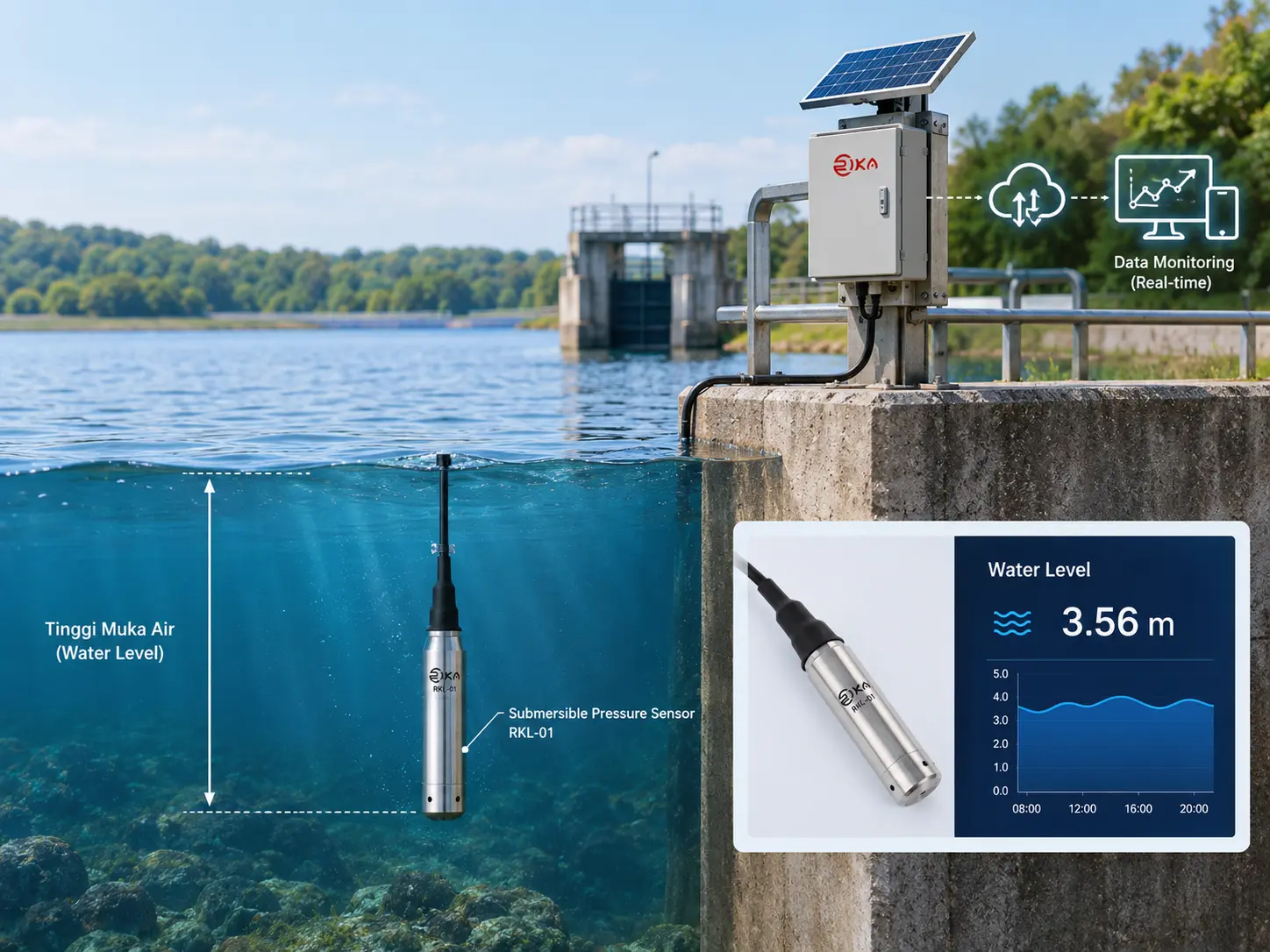Aplikasi submersible pressure sensor untuk monitoring level air