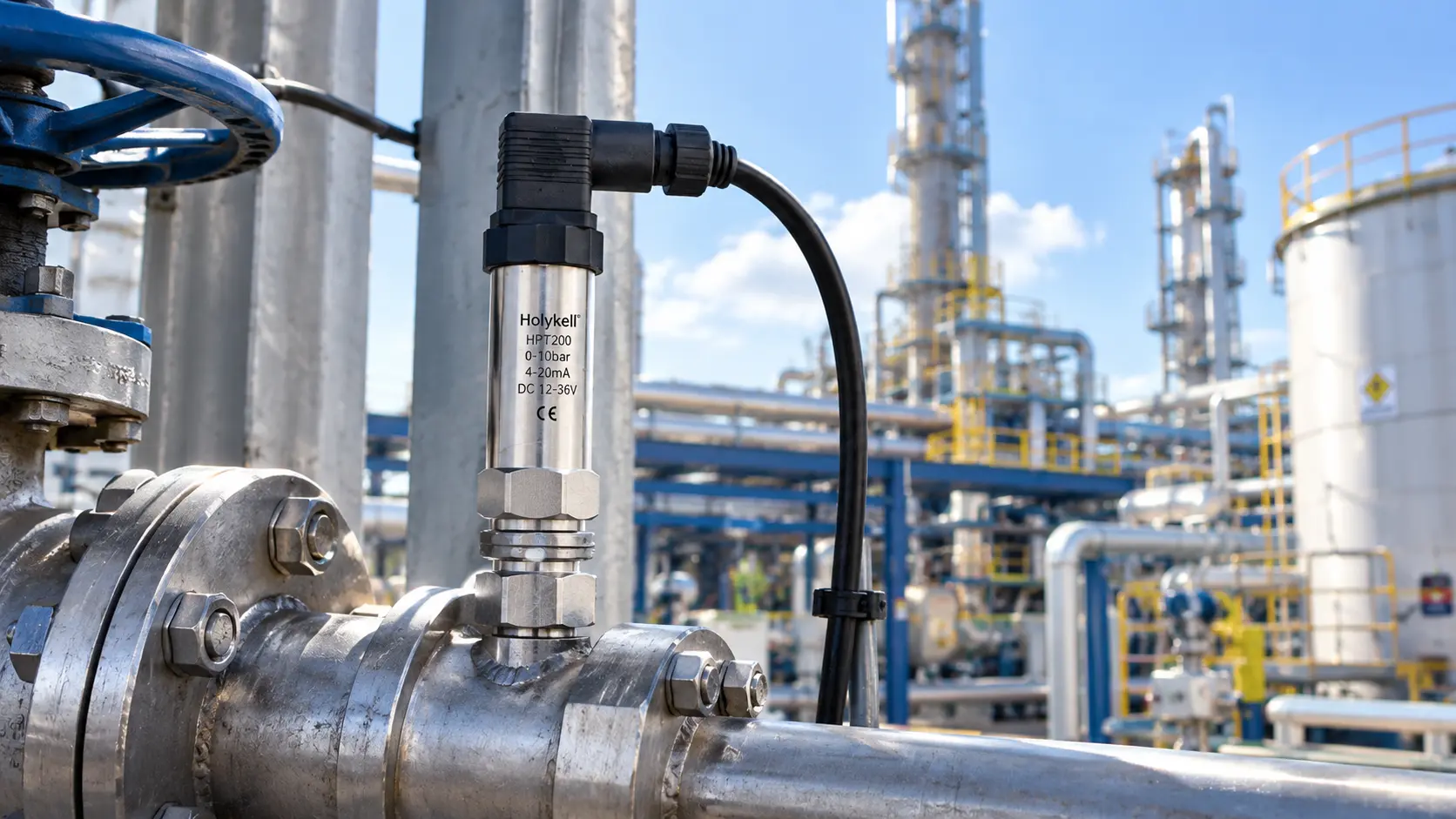 Pressure sensor Holykell terpasang di lingkungan pabrik