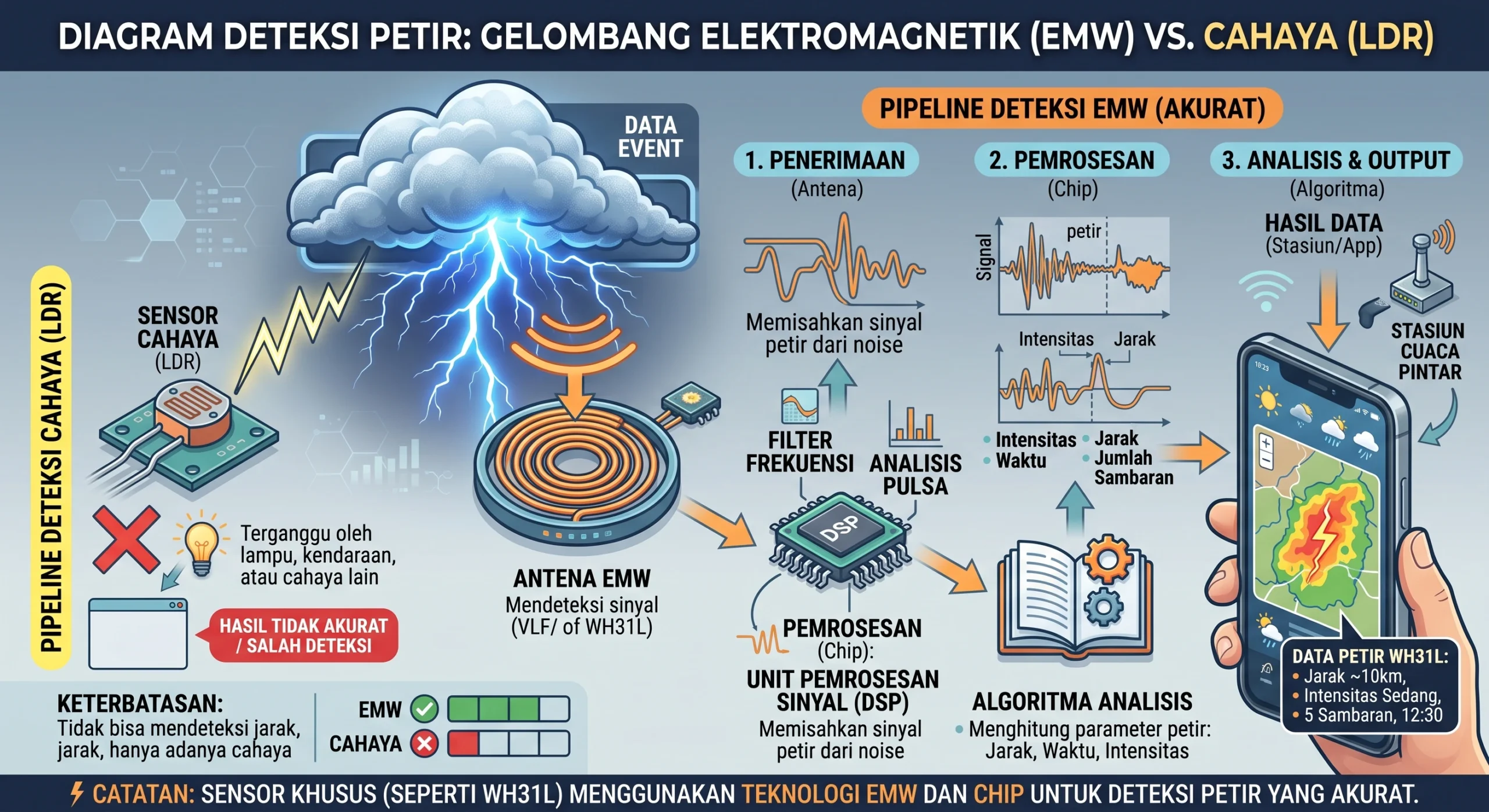 Prinsip Kerja Deteksi Gelombang Elektromagnetik Petir