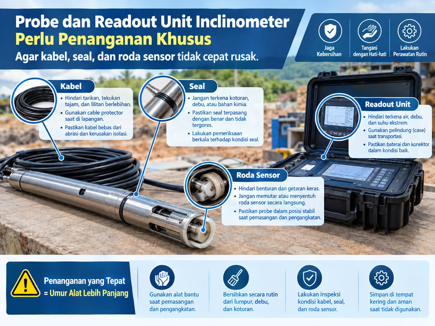 Probe dan readout unit inclinometer
